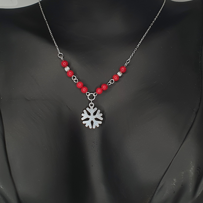 Set colier si cercei cu tija Snowflake, argint [4]