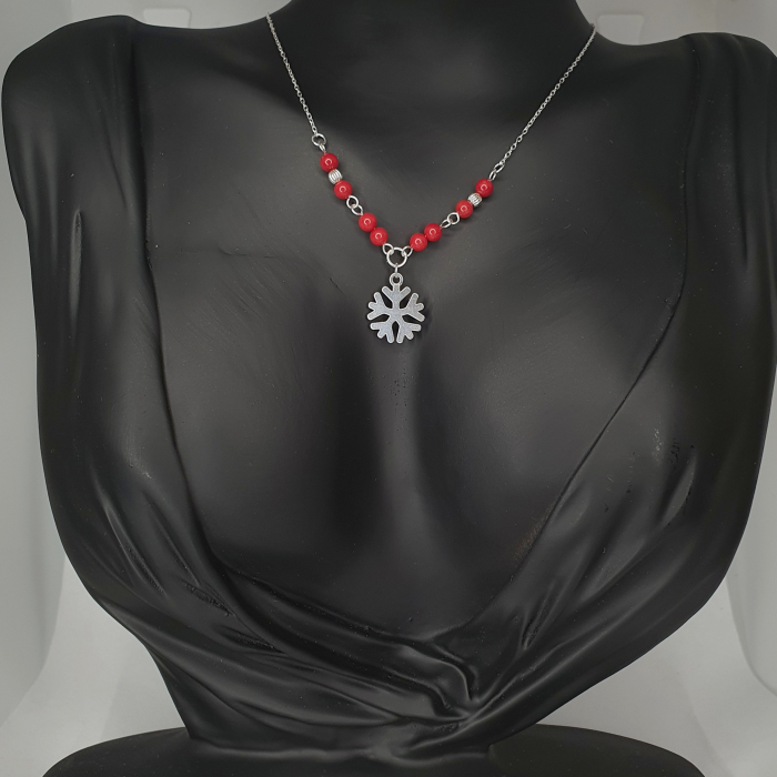 Set colier si cercei cu tija Snowflake, argint [3]