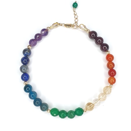 Granat - Bratara Choker Chakre Maxi, argint placat cu aur