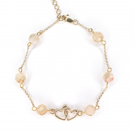 Berbec - Bratara Citrin Twin Love , argint placat cu aur