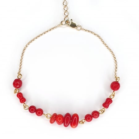 Berbec - Bratara Coral, argint placat cu aur