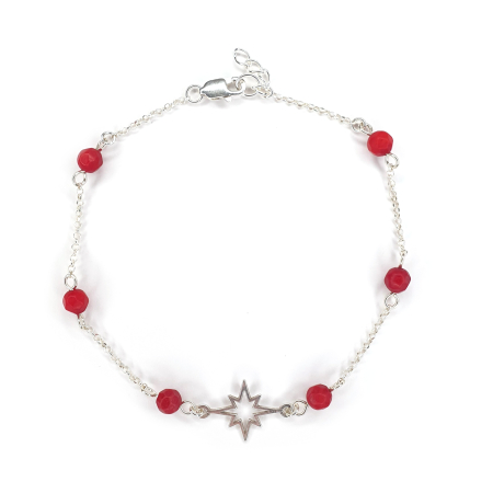 Bijuterii dupa zodie - Bratara Anastasia cu pietre Coral, argint