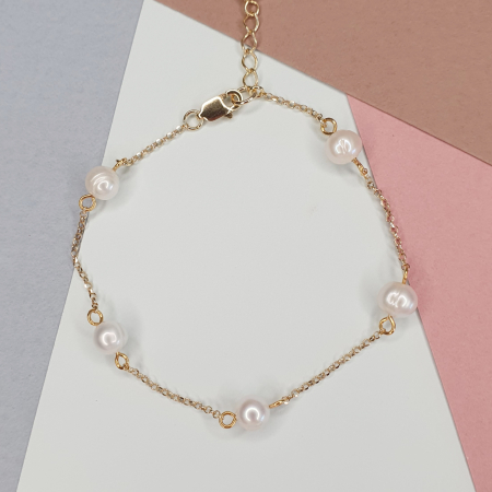 Bijuterii cu perle - Bratara cu perle Ana, argint placat cu aur