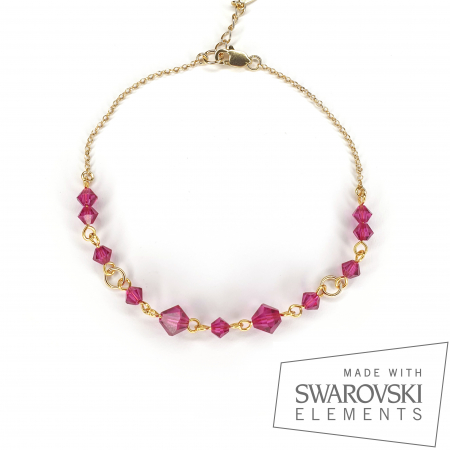 Bratari single - Bratara Ruby, argint placat cu aur