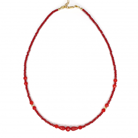 Bijuterii argint - Colier Choker Susan, cu coral, argint placat cu aur