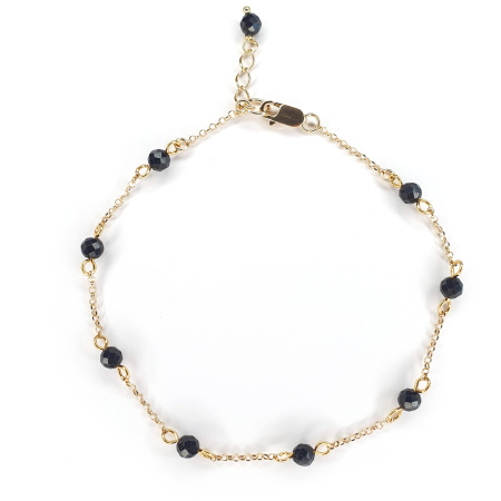 Turmalina - Bratara Rare Turmalina Neagra, argint placat cu aur