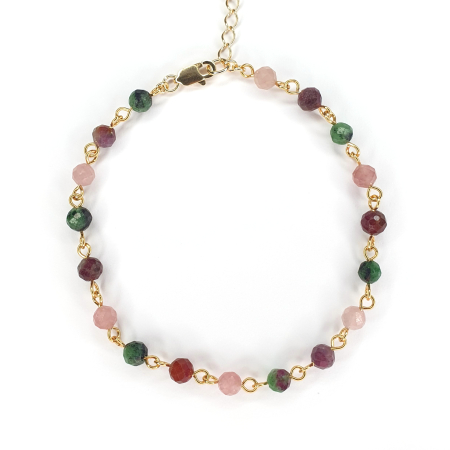 Turmalina - Bratara Turmalina si Rubin in zoisit, argint placat cu aur