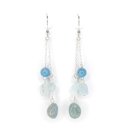 Bijuterii argint - Cercei Loredana cu Acvamarin, argint