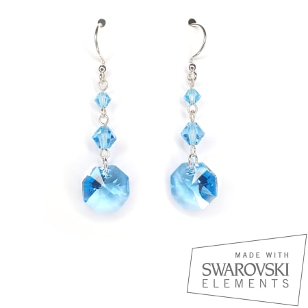 Bijuterii argint - Cercei Aquamarine Octogon, argint