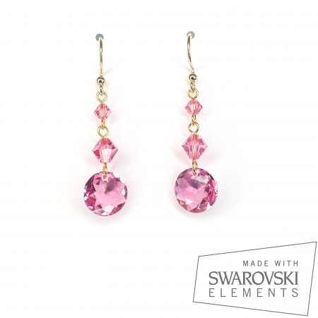 Cercei - Cercei Chaton Pink, argint placat cu aur