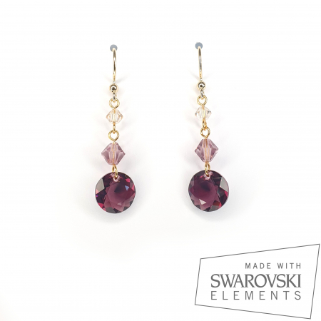 Cercei - Cercei Chaton Amethyst, argint placat cu aur