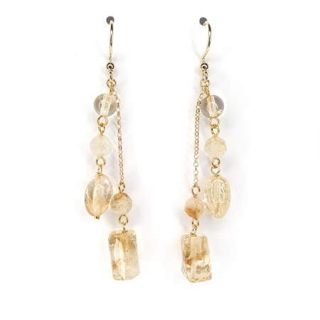 Bijuterii dupa zodie - Cercei citrin Miley , argint placat cu aur