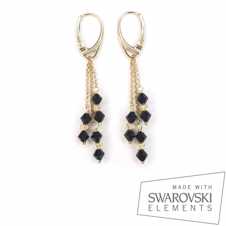 Cercei Swarovski - Cercei Flori, argint placat cu aur