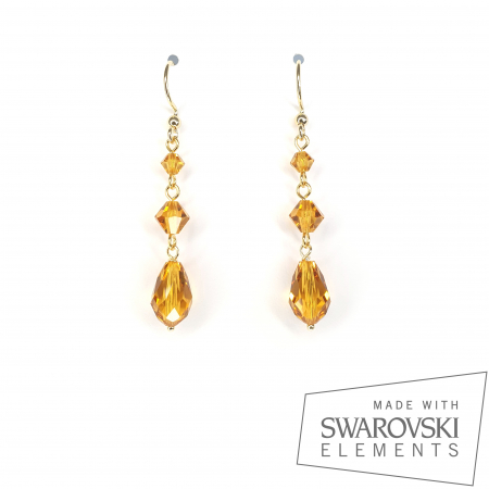 Cercei Swarovski - Cercei culoarea Topaz, argint placat cu aur