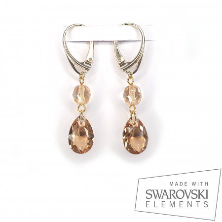 Cercei Swarovski - Cercei Golden, argint placat cu aur