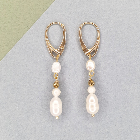Rac - Cercei Miruna cu perle de cultura, argint placat cu aur