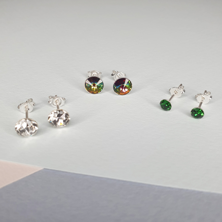 Set cercei - Set cercei Green Dots, argint
