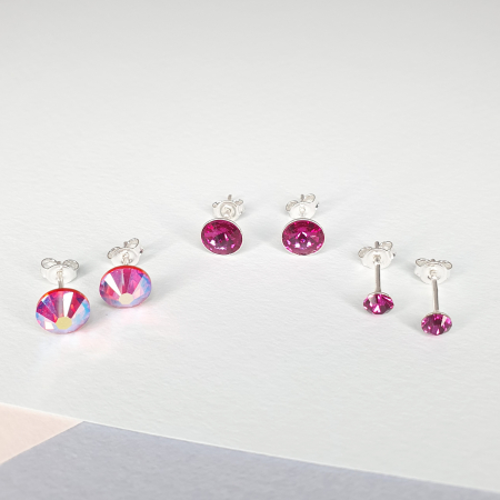 Set cercei - Set cercei Pink Dots, argint