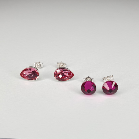 Set cercei - Set cercei Candy Pink, argint