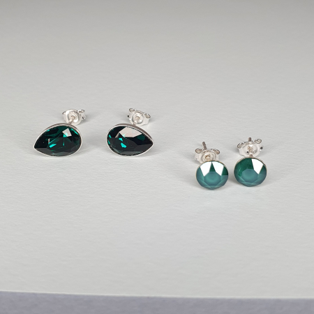 Set cercei - Set cercei Candy Green, argint
