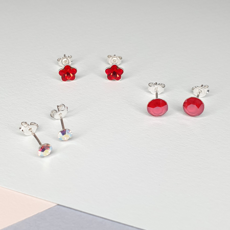 Cercei - Set cercei Spring Red, argint
