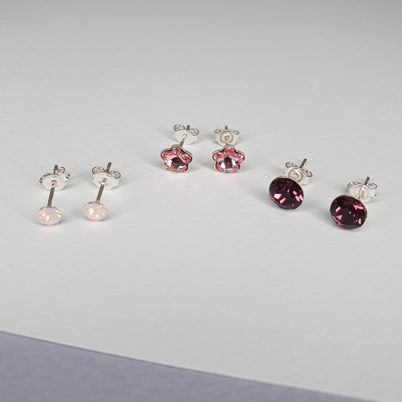 Set cercei - Set cercei Spring Pink, argint