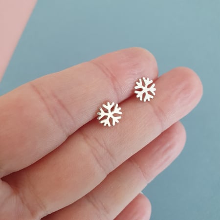 Bijuterii argint - Cercei cu tija Fulg de nea, argint