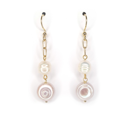 Rac - Cercei Oana cu perle de cultura, argint placat cu aur