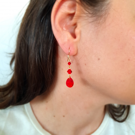 Cercei Drop Red, argint placat cu aur [1]