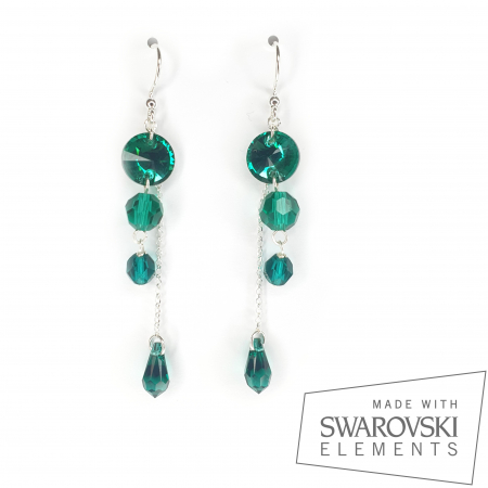 Cercei - Cercei Love and Emerald Glam, argint