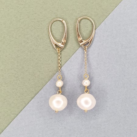 Rac - Cercei Anais cu perle de cultura, argint placat cu aur