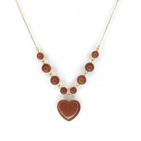 Bijuterii dupa piatra - Colier Goldstone Heart, argint placat cu aur