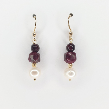 Cercei - Cercei Granat Pearls, argint placat cu aur