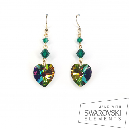 Cercei Swarovski - Cercei Vitrail Love me, argint placat cu aur