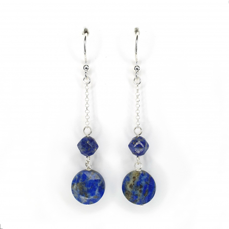 Lapis lazuli - Cercei Lapis Lazuli Flora, argint