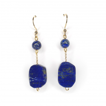 Cercei semipretioase - Cercei Lapis lazuli Alexandrina, argint placat cu aur