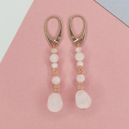 Fecioara - Cercei Marena cu Piatra lunii, argint placat cu aur