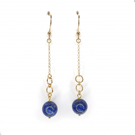 Cercei semipretioase - Cercei Rare Lapis lazuli, argint placat cu aur