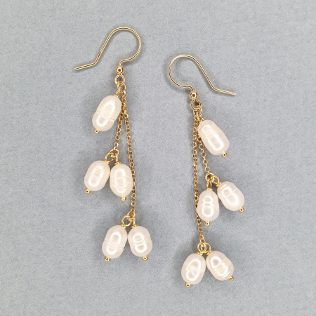 Cercei Diana cu perle de cultura, argint placat cu aur [1]