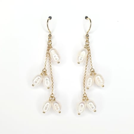 Rac - Cercei Diana cu perle de cultura, argint placat cu aur