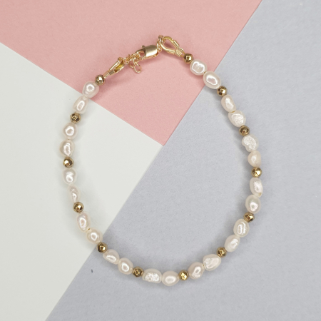 Rac - Bratara Miruna cu perle de cultura, argint placat cu aur