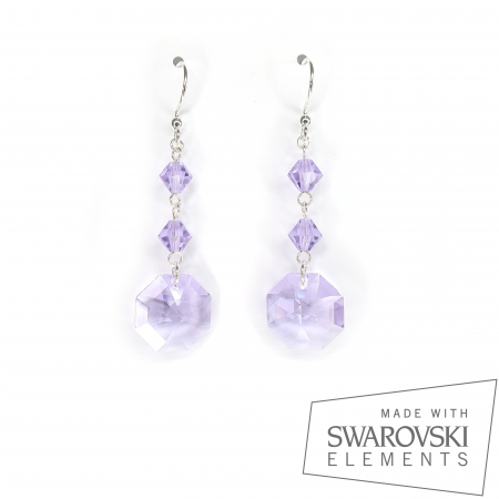Cercei Swarovski - Cercei Octogon Kiki, argint