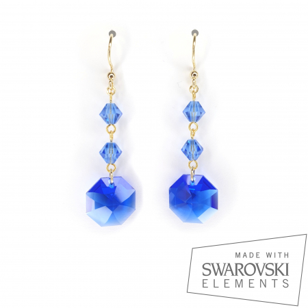 Cercei Swarovski - Cercei Octogon Gigi, argint placat cu aur