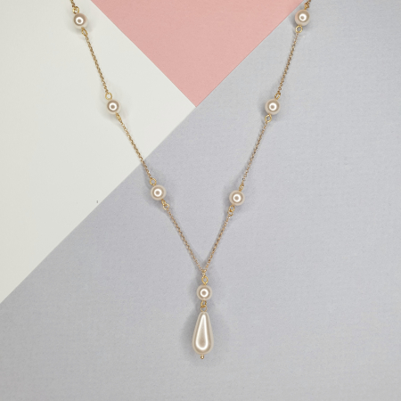 Bijuterii cu perle - Colier perle Livia, argint placat cu aur