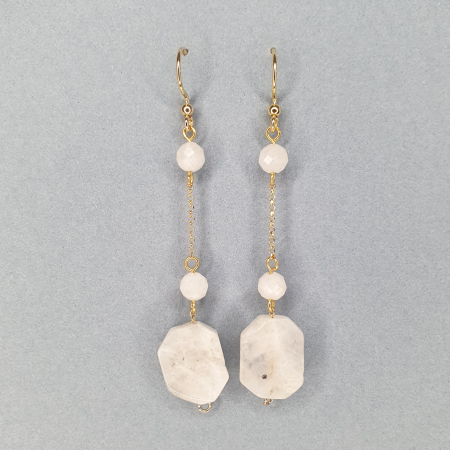 Fecioara - Cercei Leona cu Piatra lunii, argint placat cu aur