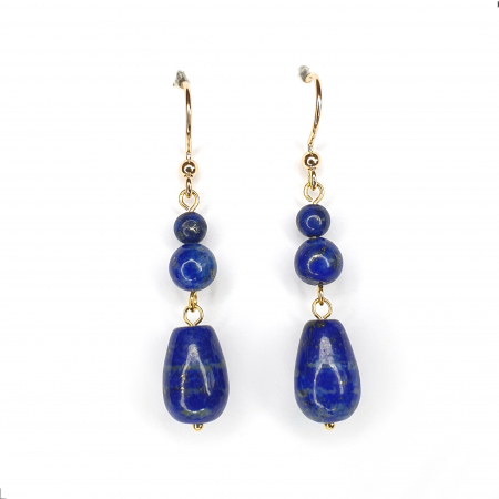 Lapis lazuli - Cercei Lapis lazuli Sarah, argint placat cu aur