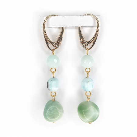 Cercei - Cercei Rare Larimar, argint placat cu aur