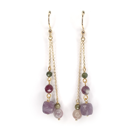 Fecioara - Cercei Dubli Turmalina, argint placat cu aur