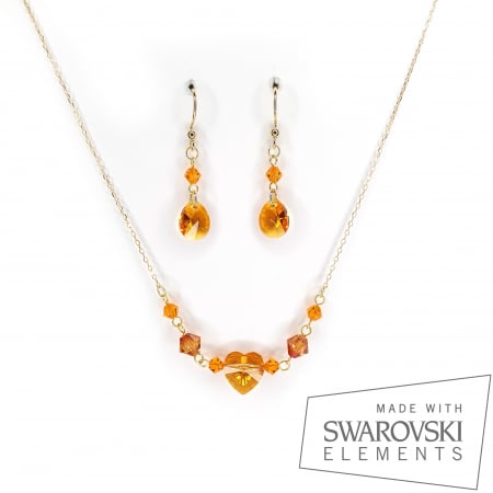 Set colier si cercei - Set colier si cercei Mandarine argint placat cu aur