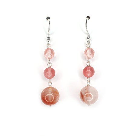 Leu - Cercei Lorena cu pietre cuart, argint